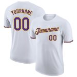 Custom Performance T-Shirt in White Purple Gold for Active Wear Custom White Purple-Gold Performance T-Shirt