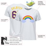 LGBT Pride Custom Rainbow T-Shirt in White Purple Gold for Performance Custom White Purple-Gold Rainbow For Pride LGBT Performance - Image 3