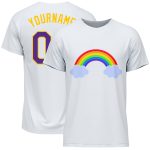 LGBT Pride Custom Rainbow T-Shirt in White Purple Gold for Performance Custom White Purple-Gold Rainbow For Pride LGBT Performance