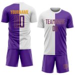 Custom Soccer Uniform Jersey White Purple Gold Sublimation Split Fashion Design Custom White Purple-Gold Sublimation Split - Image 2