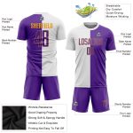 Custom Soccer Uniform Jersey White Purple Gold Sublimation Split Fashion Design Custom White Purple-Gold Sublimation Split - Image 3