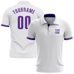 Custom Performance Golf Polo Shirt - White and Purple Design for Men and Women Custom White Purple Performance Golf Polo