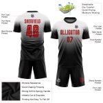 Custom Fade Fashion Soccer Jersey - Red Black Sublimation Design, Personalized Uniform Custom White Red-Black Sublimation - Image 3