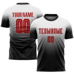 Custom Fade Fashion Soccer Jersey - Red Black Sublimation Design, Personalized Uniform Custom White Red-Black Sublimation