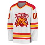 Custom Hockey Jersey Red and Gold | Personalized White Hockey Apparel Custom White Red-Gold Hockey Jersey - Image 2