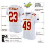 Custom Authentic Football Jersey - White Red Gold Mesh Design Custom White Red-Gold Mesh Authentic Football Jersey - Image 2