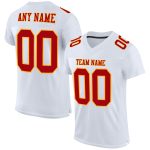 Custom Authentic Football Jersey - White Red Gold Mesh Design Custom White Red-Gold Mesh Authentic Football Jersey