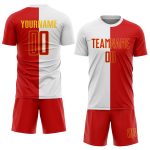 Custom Sublimation Soccer Jersey - White Red-Gold Split Fashion Design Custom White Red-Gold Sublimation Split Fashion Soccer - Image 2