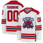 Custom Red Navy Hockey Jersey | Personalized White Sports Jersey Custom White Red-Navy Hockey Jersey
