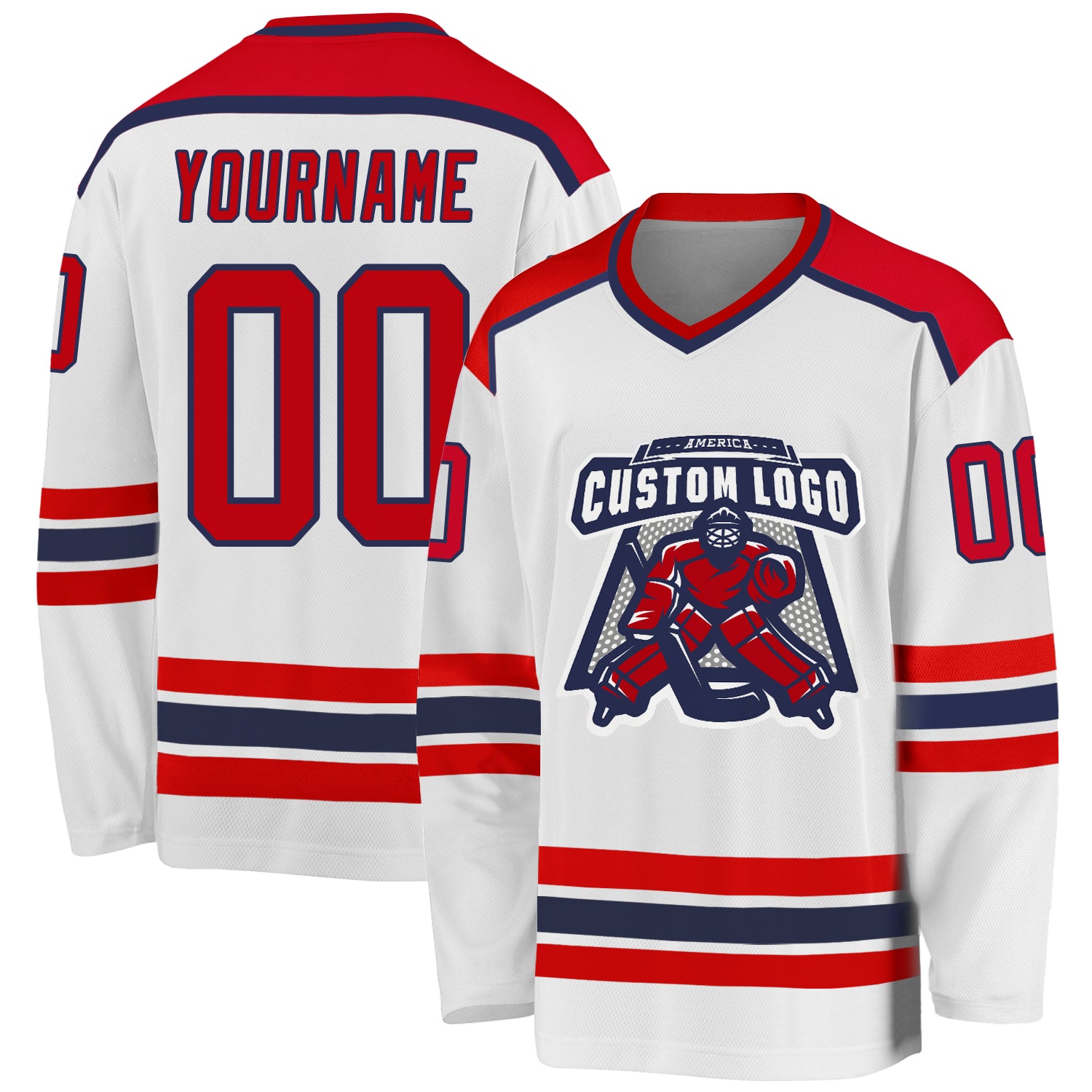 Custom Red Navy Hockey Jersey | Personalized White Sports Jersey Custom White Red-Navy Hockey Jersey