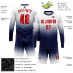 Custom Soccer Jersey - Sublimation Long Sleeve Fade in White, Red & Navy Custom White Red-Navy Sublimation Long Sleeve Fade - Image 3