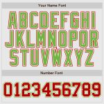 Custom Red Neon Green Pinstripe Baseball Jersey - Authentic White Raglan Sleeves Custom White Red Pinstripe Red-Neon Green - Image 4