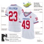 Custom Authentic Throwback Football Jersey in White and Red-Royal Mesh Custom White Red-Royal Mesh Authentic Throwback Football - Image 2