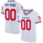 Custom Authentic Throwback Football Jersey in White and Red-Royal Mesh Custom White Red-Royal Mesh Authentic Throwback Football