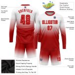 Custom White Red Soccer Uniform Jersey - Long Sleeve Fade Fashion Design Custom White Red Sublimation Long Sleeve Fade Fashion - Image 3