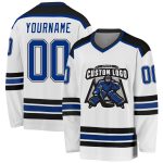 Custom Black and White Hockey Jersey - Personalized Royal-Black Design Custom White Royal-Black Hockey Jersey