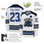 Custom Black and White Hockey Jersey - Personalized Royal-Black Design Custom White Royal-Black Hockey Jersey - Image 3