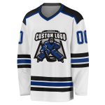 Custom Black and White Hockey Jersey - Personalized Royal-Black Design Custom White Royal-Black Hockey Jersey - Image 2