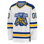 Custom Royal Gold Hockey Jersey - Personalized White Jersey for Fans and Players Custom White Royal-Gold Hockey Jersey - Image 2