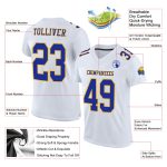 Custom Authentic Football Jersey - White Royal Gold Mesh Design Custom White Royal-Gold Mesh Authentic Football Jersey - Image 2