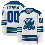 Custom White Hockey Jersey - Royal Kelly Green Personalized Sports Apparel Custom White Royal-Kelly Green Hockey Jersey