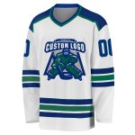 Custom White Hockey Jersey - Royal Kelly Green Personalized Sports Apparel Custom White Royal-Kelly Green Hockey Jersey - Image 2