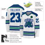 Custom White Hockey Jersey - Royal Kelly Green Personalized Sports Apparel Custom White Royal-Kelly Green Hockey Jersey - Image 3