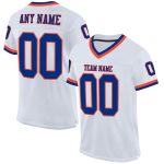 Custom Orange and White Authentic Throwback Football Jersey - Royal Mesh Design Custom White Royal-Orange Mesh Authentic