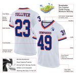 Custom Orange and White Authentic Throwback Football Jersey - Royal Mesh Design Custom White Royal-Orange Mesh Authentic - Image 2