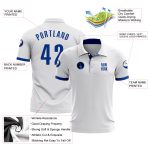 Custom Performance Golf Polo Shirt - White Royal Design for Men Custom White Royal Performance Golf Polo Shirt - Image 3