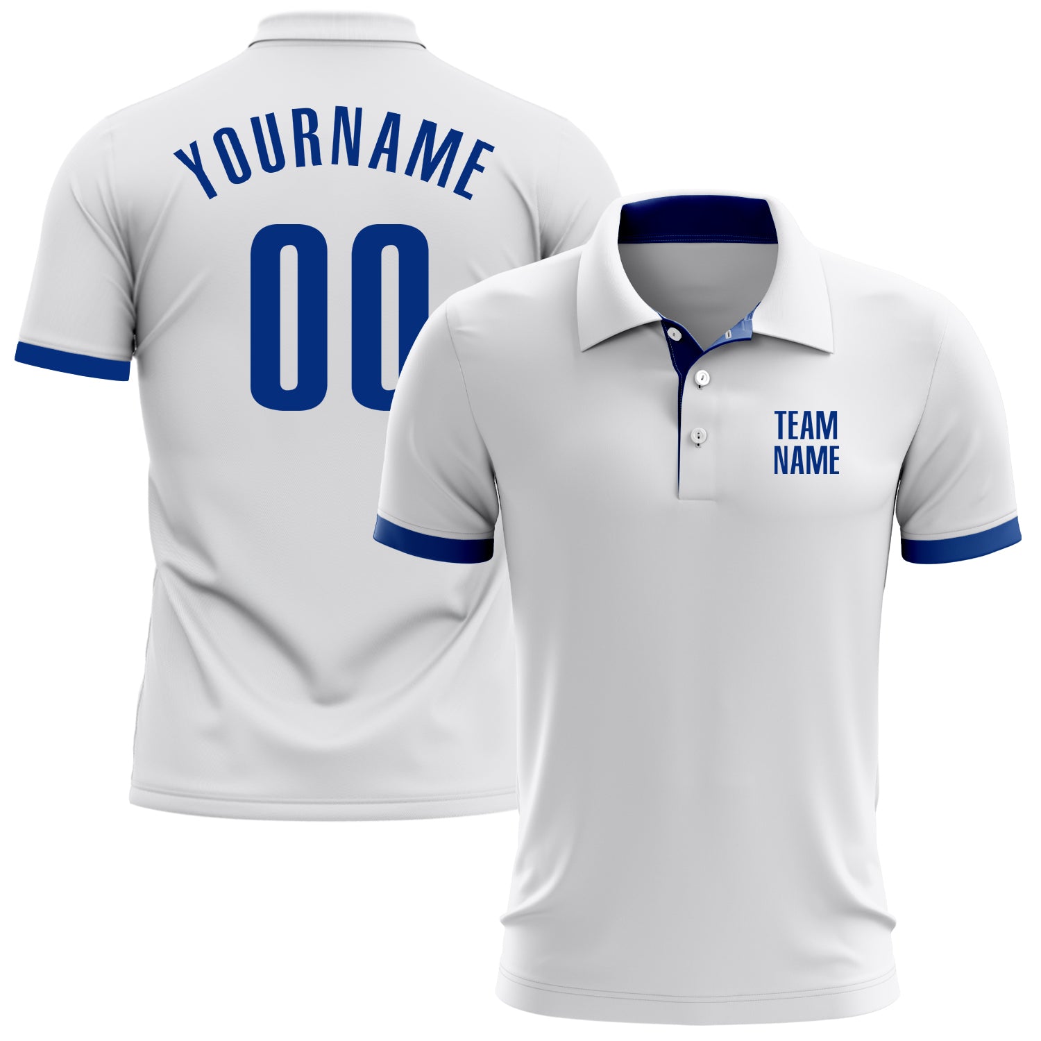 Custom Performance Golf Polo Shirt - White Royal Design for Men Custom White Royal Performance Golf Polo Shirt