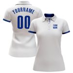 Custom Performance Golf Polo Shirt - White Royal Design for Men Custom White Royal Performance Golf Polo Shirt - Image 2