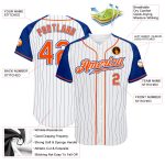 Custom Orange-Royal Pinstripe Baseball Jersey with Raglan Sleeves - Authentic White Design Custom White Royal Pinstripe Orange-Royal - Image 3