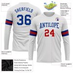 Custom Long Sleeve Performance T-Shirt in White and Royal-Red - Style 3585 Custom White Royal-Red Long Sleeve Performance - Image 3