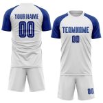Custom White Sublimation Soccer Jersey - Royal Design Uniform Custom White Royal Sublimation Soccer Uniform Jersey - Image 2