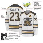 Custom Gray Old Gold Hockey Jersey - Personalized White Steel Design for Team Spirit Custom White Steel Gray-Old Gold Hockey - Image 3