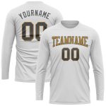 Custom Performance T-Shirt White Steel Gray Old Gold Long Sleeve for Men Custom White Steel Gray-Old Gold Long Sleeve Performance - Image 2