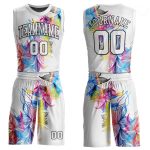 Custom Basketball Jersey Round Neck Sublimation Suit Black-White Style 4511 Custom White White-Black Round Neck Sublimation