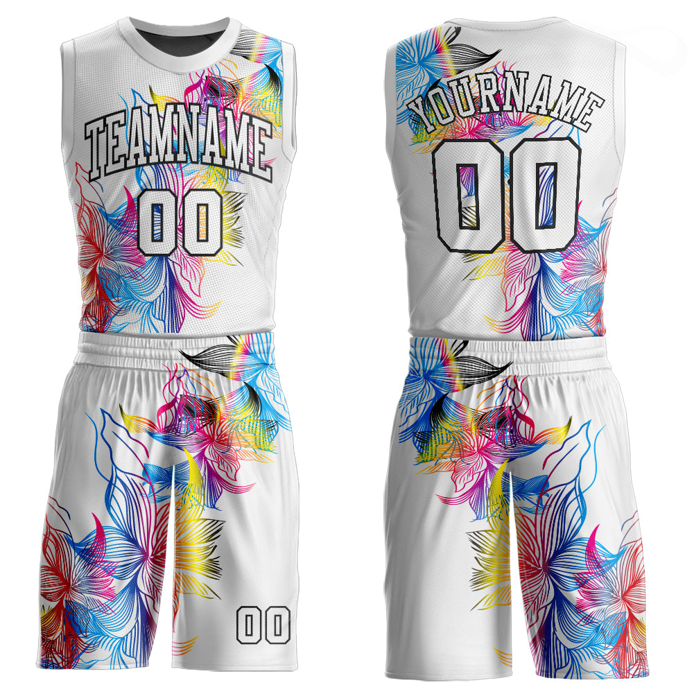 Custom White White-Black Round Neck Sublimation Basketball Suit Jersey Style 4511 Custom Basketball Jersey Round Neck Sublimation Suit Black-White Style 4511 Custom White White-Black Round Neck Sublimation - Image 1