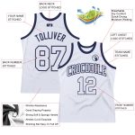 Custom White Navy Basketball Jersey - Authentic Throwback Design Custom White White-Navy Authentic Throwback Basketball Jersey - Image 2