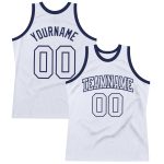 Custom White Navy Basketball Jersey - Authentic Throwback Design Custom White White-Navy Authentic Throwback Basketball Jersey