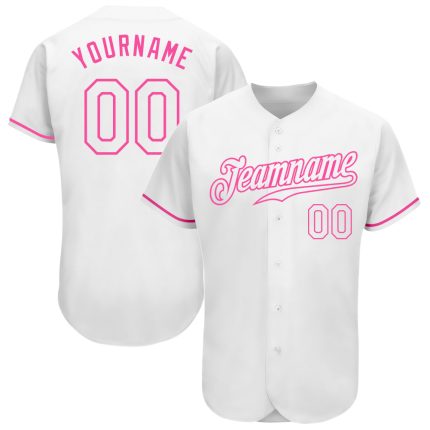 Custom White Pink Baseball Jersey - Authentic Sport Apparel for Fans Custom White White-Pink Authentic Baseball Jersey