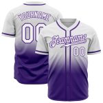 Custom Authentic Fade Fashion Baseball Jersey - White Purple Design Custom White White-Purple Authentic Fade Fashion Baseball