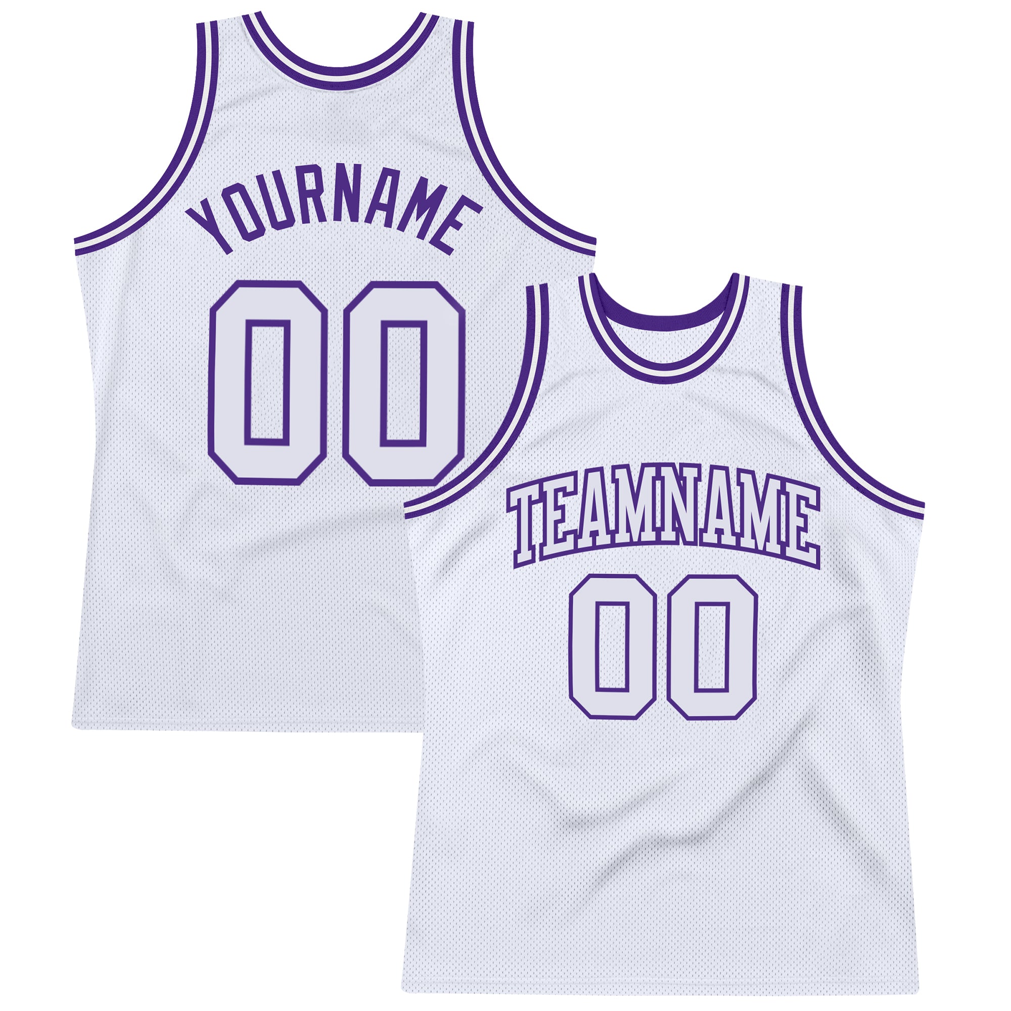 Authentic Custom White-Purple Throwback Basketball Jersey for Men Custom White White-Purple Authentic Throwback Basketball