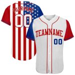 Custom 3D American Flag Baseball Jersey White Red - Authentic Style 5789 Custom White White-Red 3D American Flag Authentic