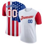 Custom 3D American Flag Performance T-Shirt - White Red - USA Patriot Tee Custom White White-Red 3D American Flag Performance