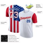 Custom 3D American Flag Performance T-Shirt - White Red - USA Patriot Tee Custom White White-Red 3D American Flag Performance - Image 2