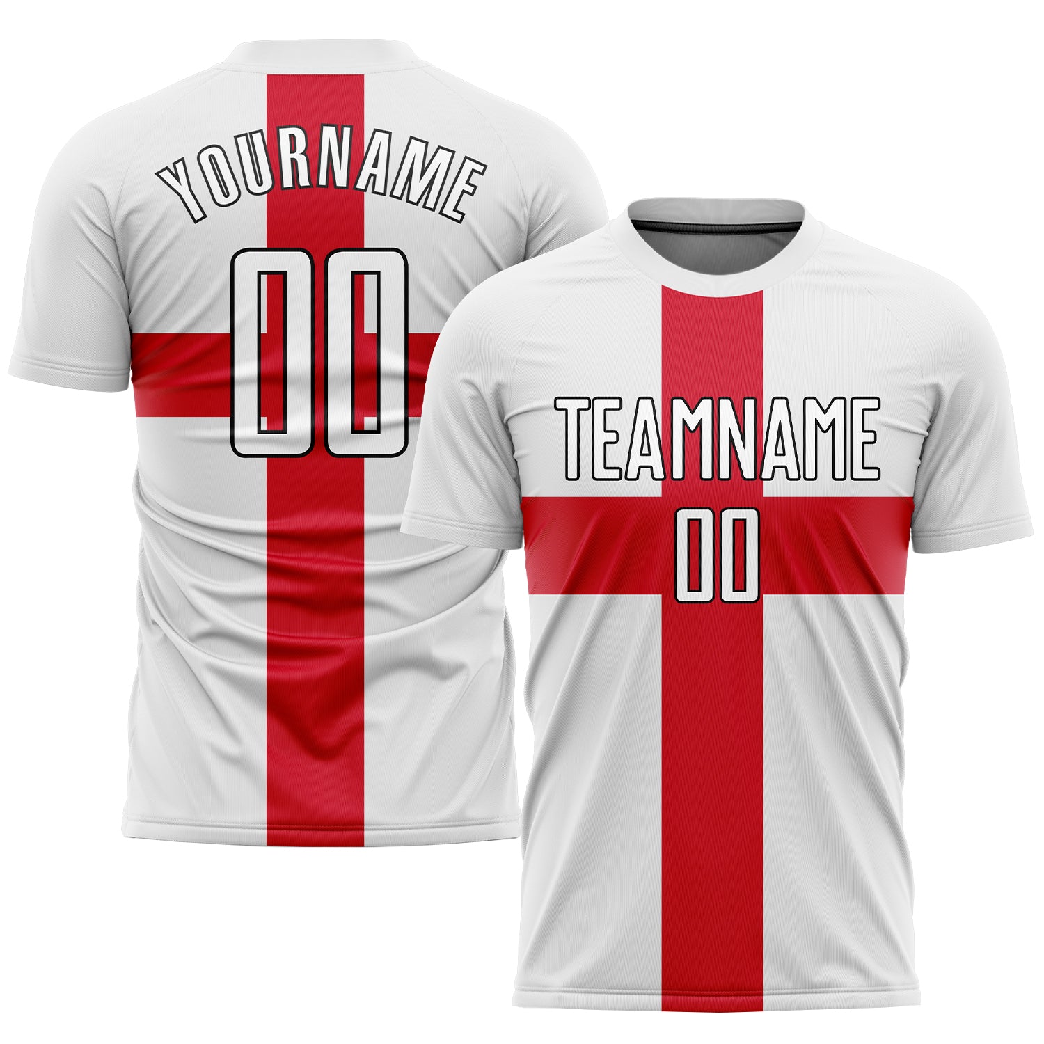 Custom White White Red-Black Sublimation Great Britain Flag Soccer Uniform Jersey Great Britain Soccer Jersey Custom Sublimation Red Black White Uniform Custom White White Red-Black Sublimation Great Britain - Image 1