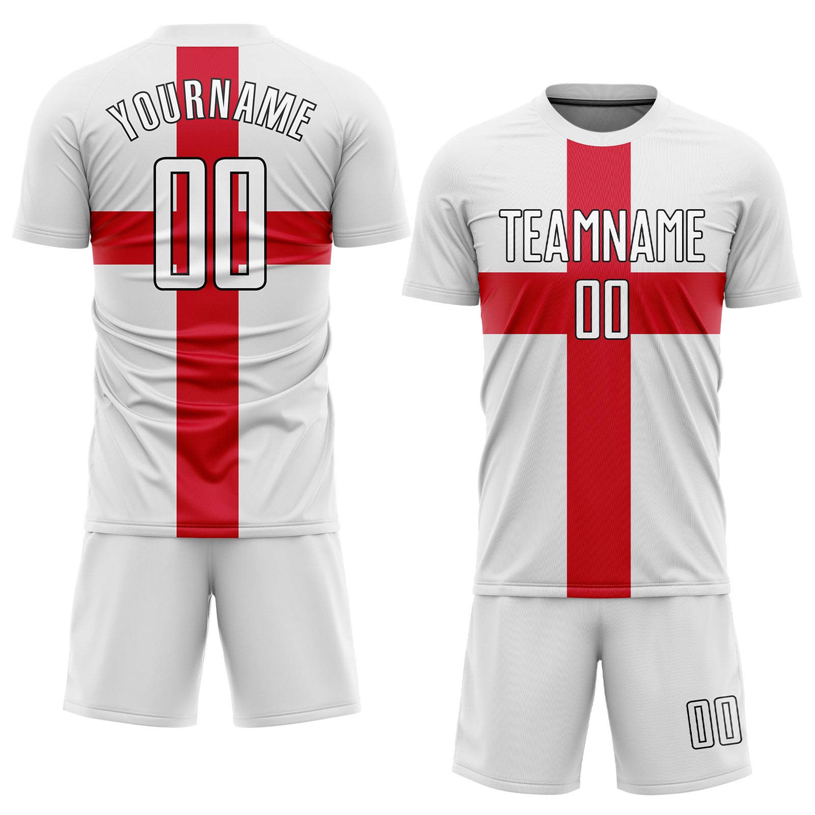Custom White White Red-Black Sublimation Great Britain Flag Soccer Uniform Jersey Great Britain Soccer Jersey Custom Sublimation Red Black White Uniform Custom White White Red-Black Sublimation Great Britain - Image 2