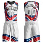 Custom White Red Basketball Jersey Round Neck Sublimation Suit Custom White White-Red Round Neck Sublimation Basketball Suit